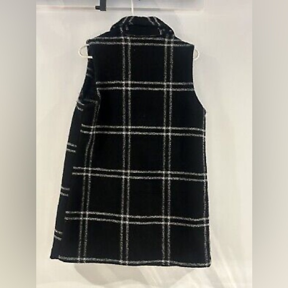 NEW RACHEL ZOE Wool Blend Sleeveless Cardigan Vest Black Plaid Size XL - Picture 2 of 4